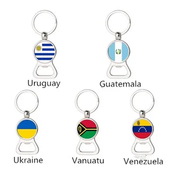 

Hot Vanuatu Guatemala Venezuela Ukraine Uruguay Flag Keychain Multi-function Keychain Metal Beer Opener Accessories