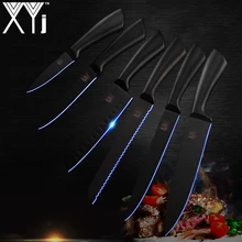 XYj модный дизайн кухонные ножи из нержавеющей стали с черной ручкой лезвие поварский нож сантоку японские столовые приборы 3Cr13 стальной нож горячая распродажа