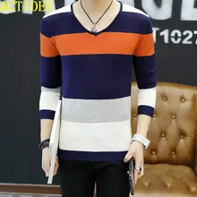 Для мужчин свитер V Воротник Тонкий Мода полосой Свитеры для женщин Для мужчин Пуловеры для женщин 5Z