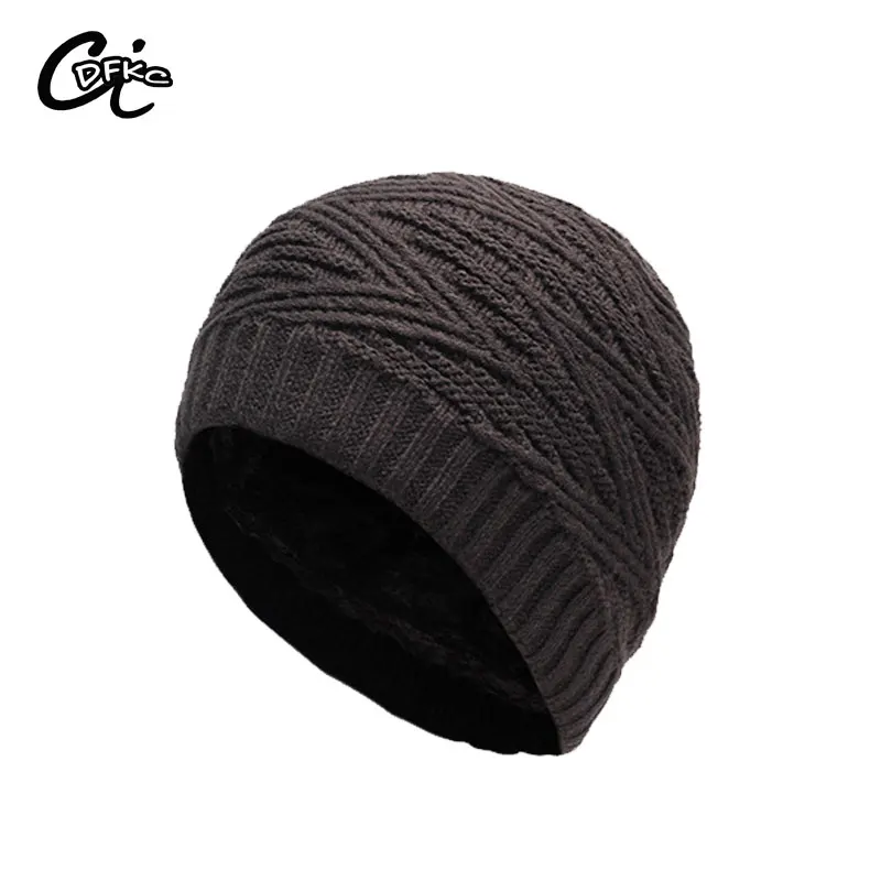 

new arrival 2017 thick winter fleece beanies men winter cap kniting winter hats men warm hats