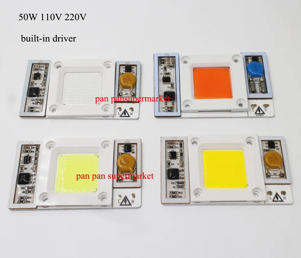 

50W 110V 220V High Power led chip built-in driver white LED, Full Spectrum LED Royal blue Warm white