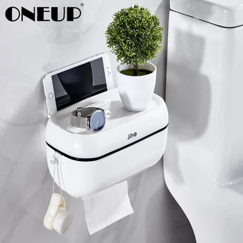

ONEUP Toilet Paper Holders Wall-Mount Storage Box Phone Tissue Shelf Bathroom Waterproof Tissue Box Portable Toilet Paper Holder