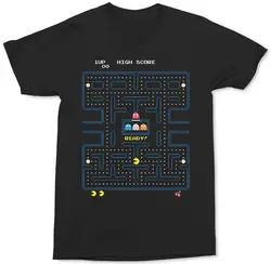 Pac-Man Игра старт видео игры Pacman каракули хорошее качество хлопок для мужчин и О-образным вырезом Повседневная футболка с принтом бизнес