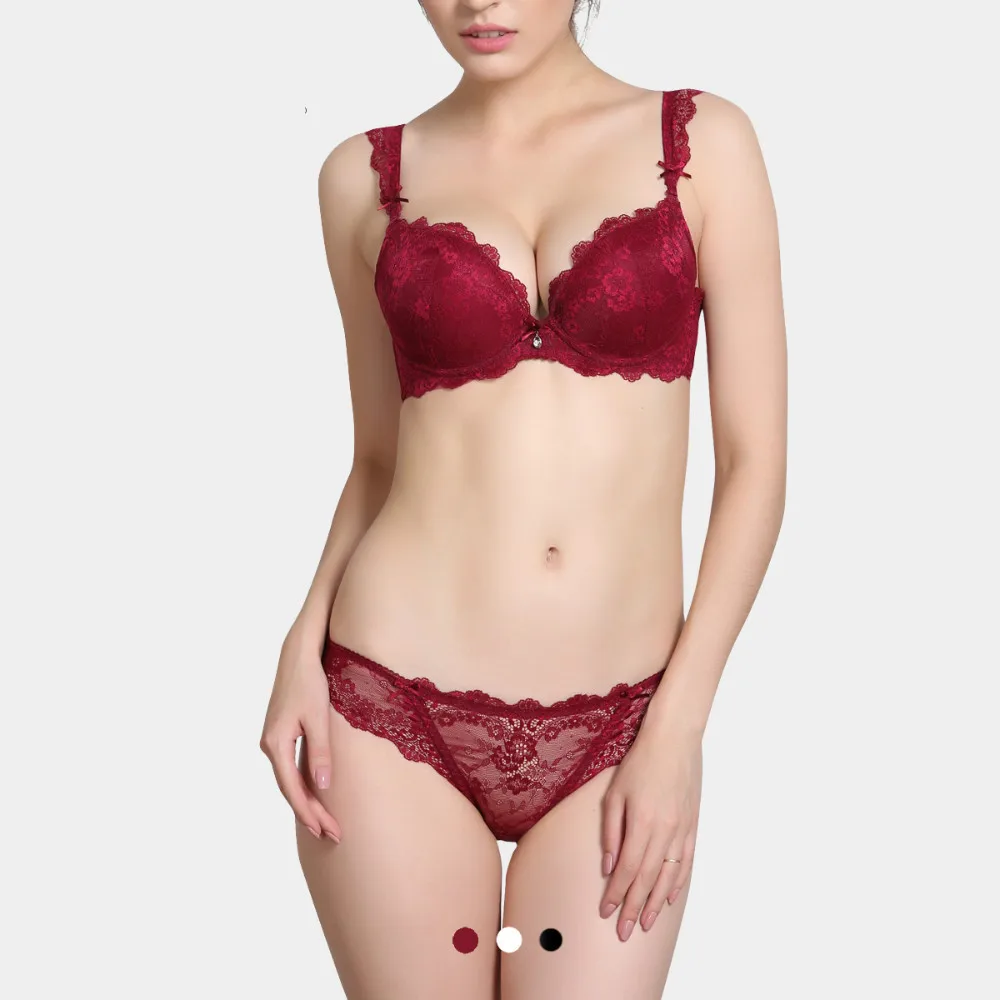 Buy Sexy Floral Lace Push Up Bra and Panty Set