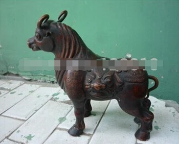 

WBY---404+++Old China red copper statue /sculpture cow , best collection