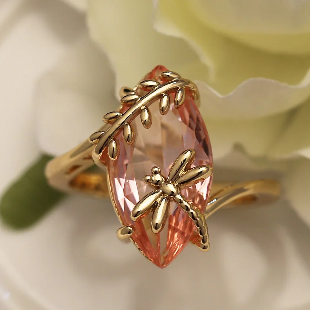 Olive Green Dragonfly Twine Wedding Women Ring Anniversary Oval Pretty Party Ring for Girl Jewelry wedding rings womens ring finger rings jewelry rings ring jewelry