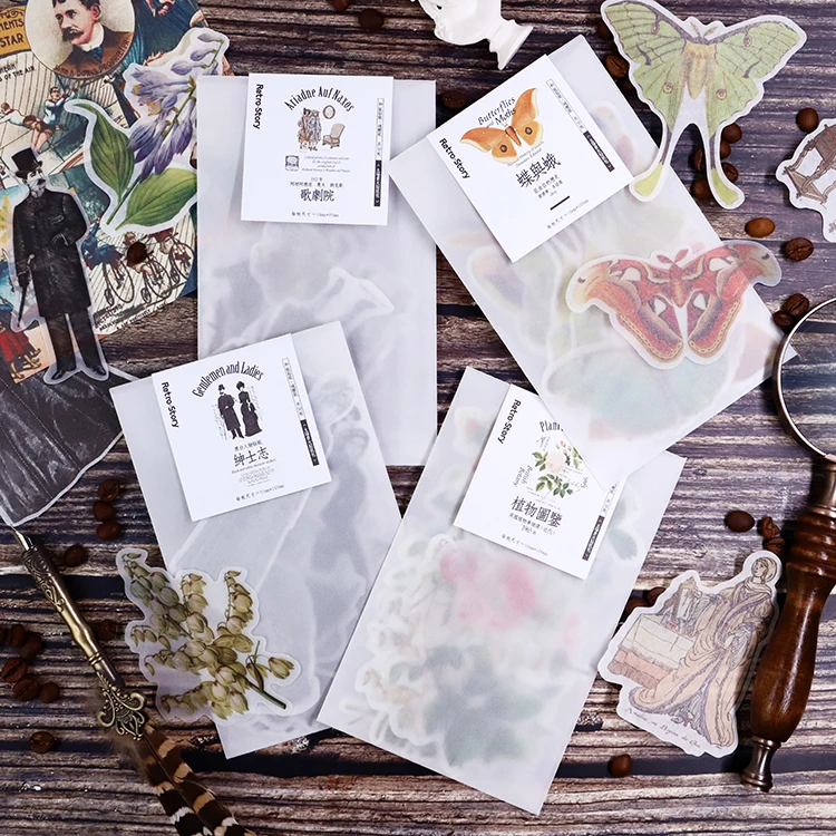 50 pcs/pack Plant illustration series Cute Vintage Sticker Custom Stickers Diary Stationary Flakes Scrapbook DIY Decorative