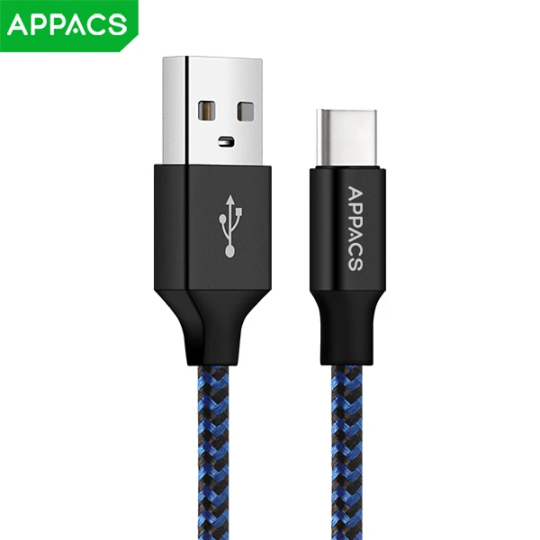 APPACS 2 шт Тип usb C кабель 2.4A Быстрый зарядный кабель для передачи данных для samsung S8 huawei P10/9 Xiaomi USB-C быстрое зарядное устройство для передачи данных кабель 1м 2М - Color: Blue