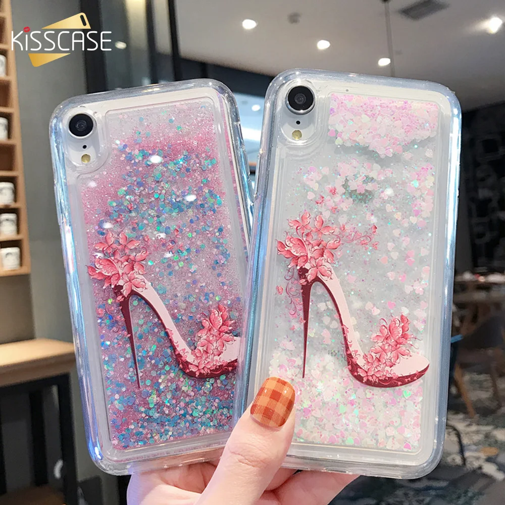 

KISSCASE Quicksand High Heel Pattern Case for iPhone 7 8 6 6S 5 5S SE Cover TPU Soft Case for iPhone XS XR X XSMAX Fundas Capa