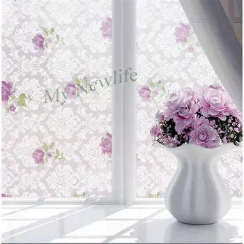 

Frosted Self-Adhesive Window Film Rose flowers Glass sticker Privacy Glass PVC foil film balcony Bedroom Home Decor Width 90cm