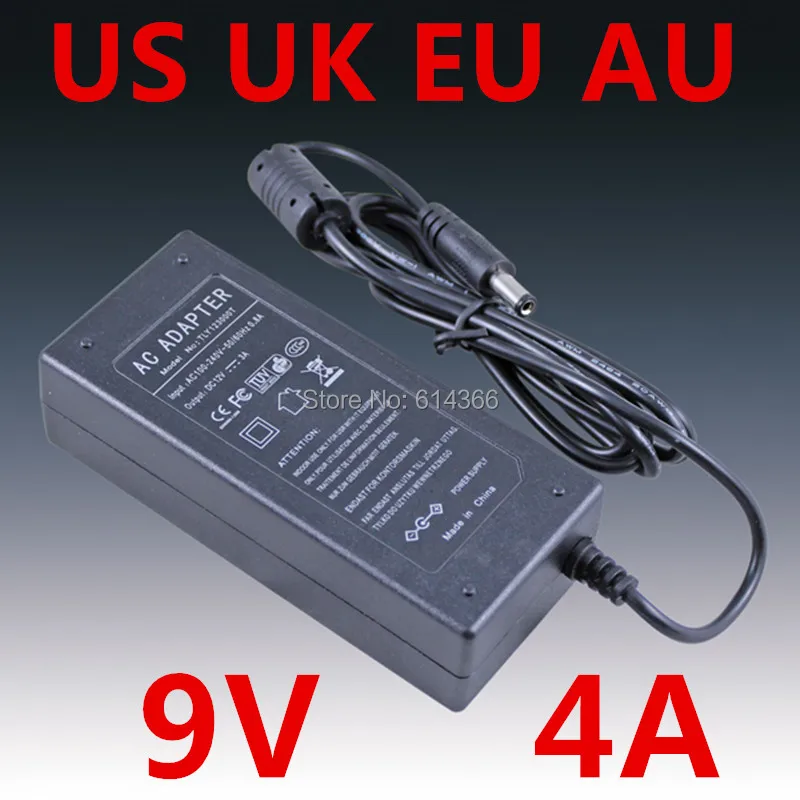 

10pcs Adequate power 9V4A AC 100V-240V Converter Adapter DC 9V 4A 4000mA Power Supply DC 5.5mm x 2.1mm Charger