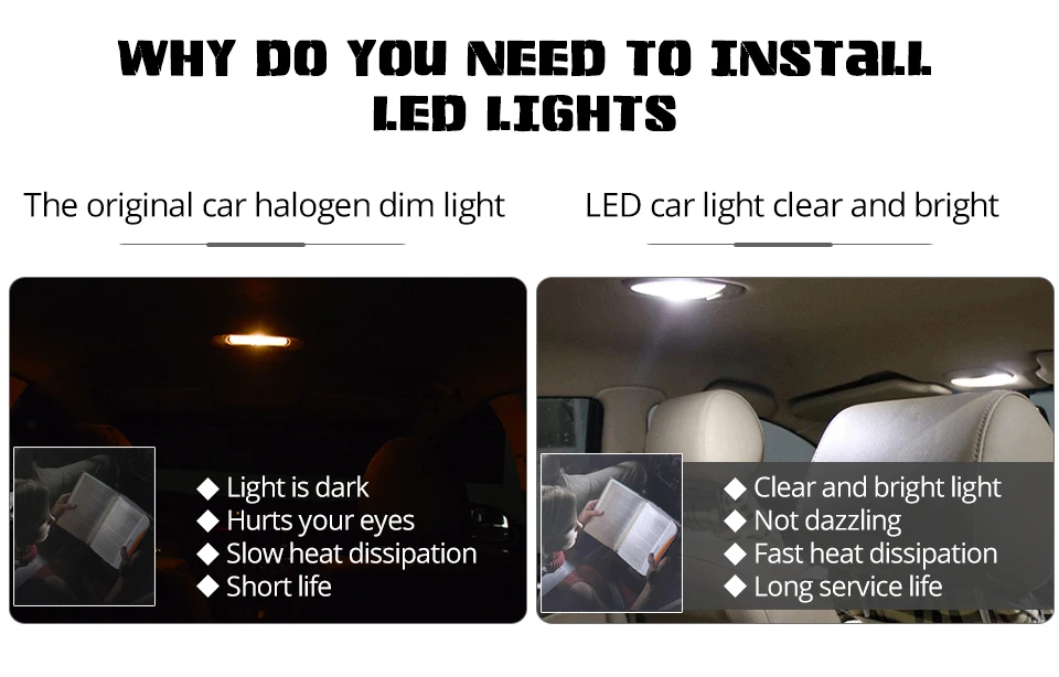 Aceersun 2pcs LED Car Reading lights C5W 31mm 36mm 39mm 41mm Canbus LED License plate light replacement light source For Ford  (8)