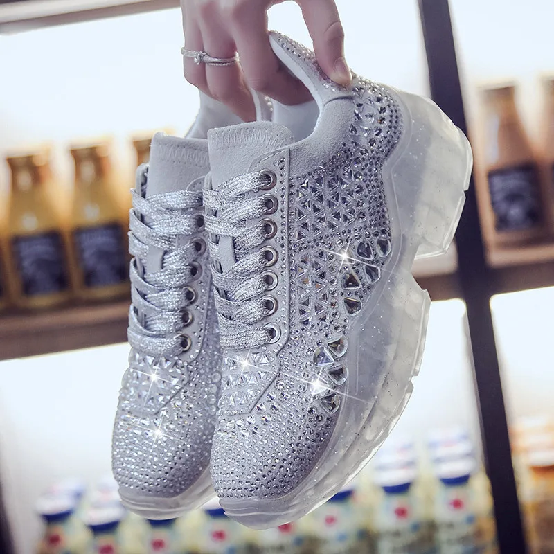 

Bling Daddy Sneakers Women Spring Casual Shoes tenis Flats Female Platform Shoes Rhinestone sneakers Chaussure Femme