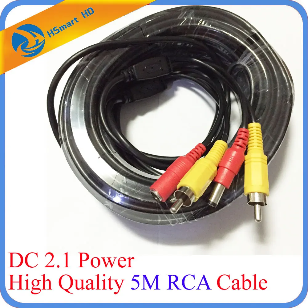10 м 15 м 20 м видео Мощность 5 м RCA кабель для AHD 1080 P камер видеонаблюдения 16ft DC 2,1 кабель один RCA AHD DVR системы