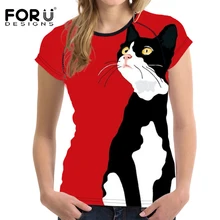 FORUDESIGNS/Женская Спортивная кофта для бега быстросохнущая фитнес Kawaii Cat Печать Женская футболка Дышащие Беговые облегающие штаны для йоги