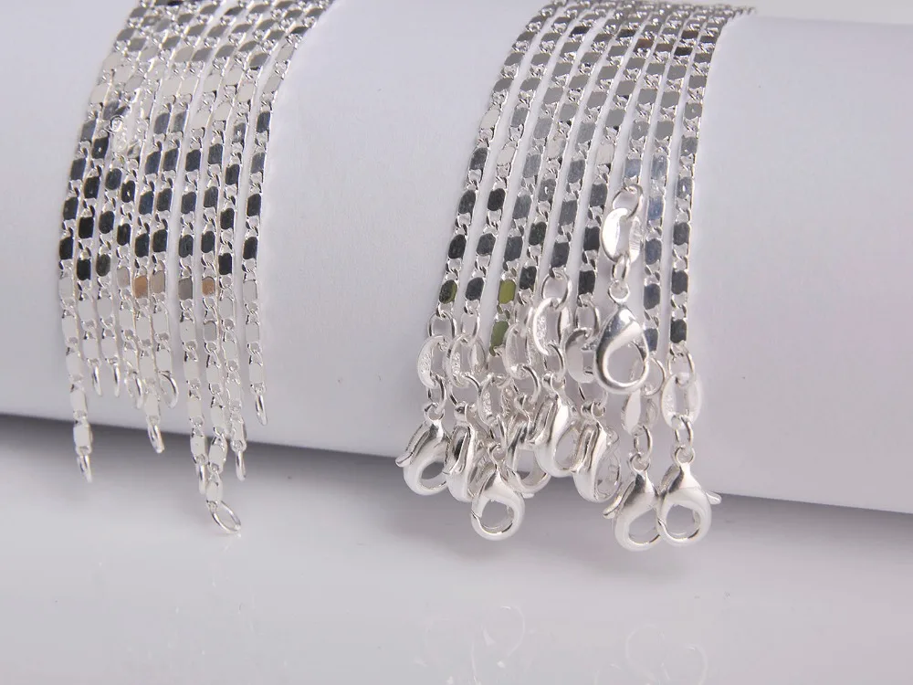 

1PCS 16-30 inches Wholesale jewelry Lot 925 Silver SMOOTH Chain Necklace For Pendant Free shipping