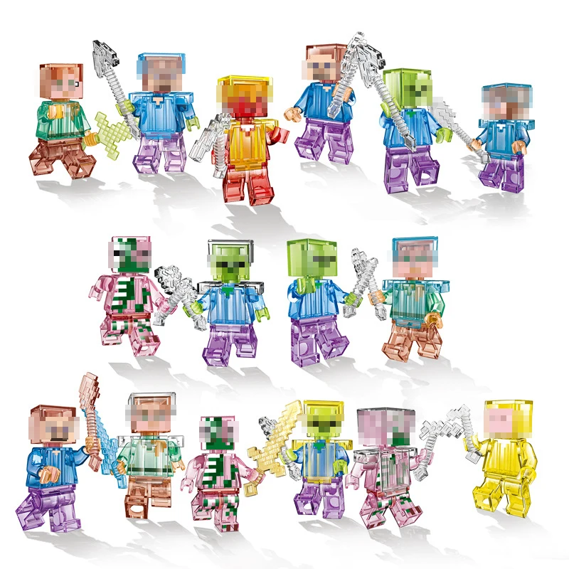 Legoings Building Blocks Zombies Skeleton Compatible LegoINGly Minecrafted Steve Alex Action Figure Bricks Set Toys For Children