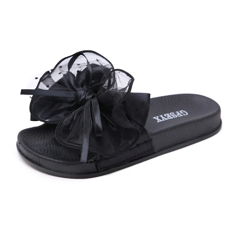 

Plus Size 35-43 Slippers Women Summer Ladies Shoes Women Lace Bow Summer Slipper Indoor Outdoor Flip flops Beach Shoes Non-Slip
