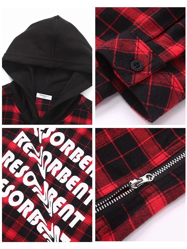 Рубашка в клетку Balabala для мальчиков рубашка с капюшоном детей подростков весенне
