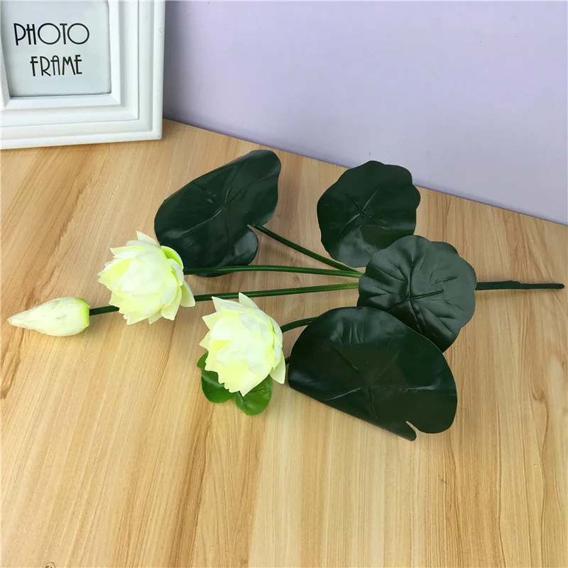 46cm Simulation small lotus flowers fake PU water lily DIY home wedding garden table home decor plant flores artificiales gift