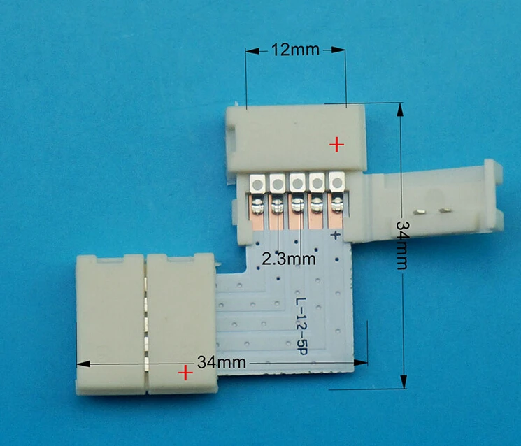 

Free shipping 20pcs lot 12mm width L PCB with 5pin led connectors for DIY RGBW strips