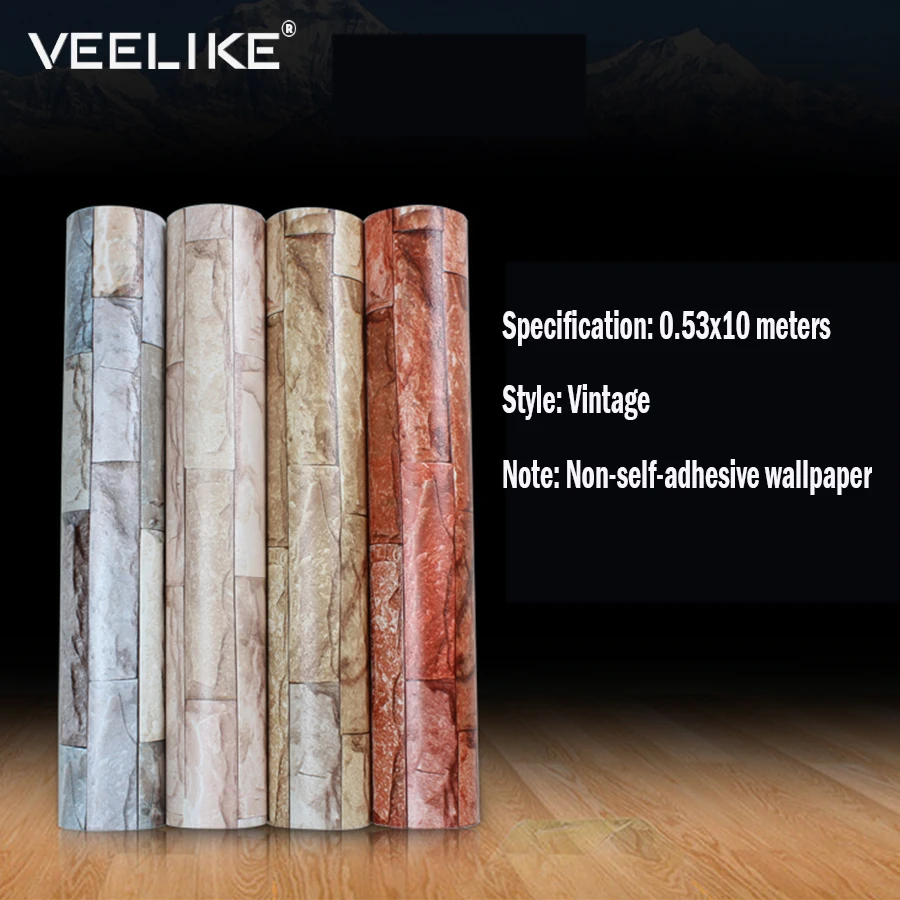 Rustic Vintage 3D Brick Wallpaper Roll Vinyl PVC Retro Brick Wall Living Room Wall Paper Waterproof Wallpaper for Bedroom Decor