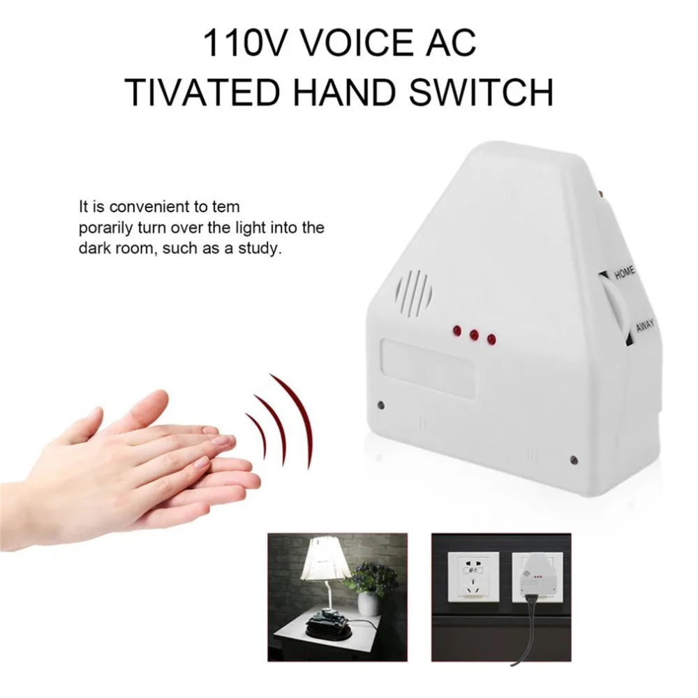 

110V Electronic Gadget Hand Light Switches Universal Switch Sound Activated Switch On Off White US Plug