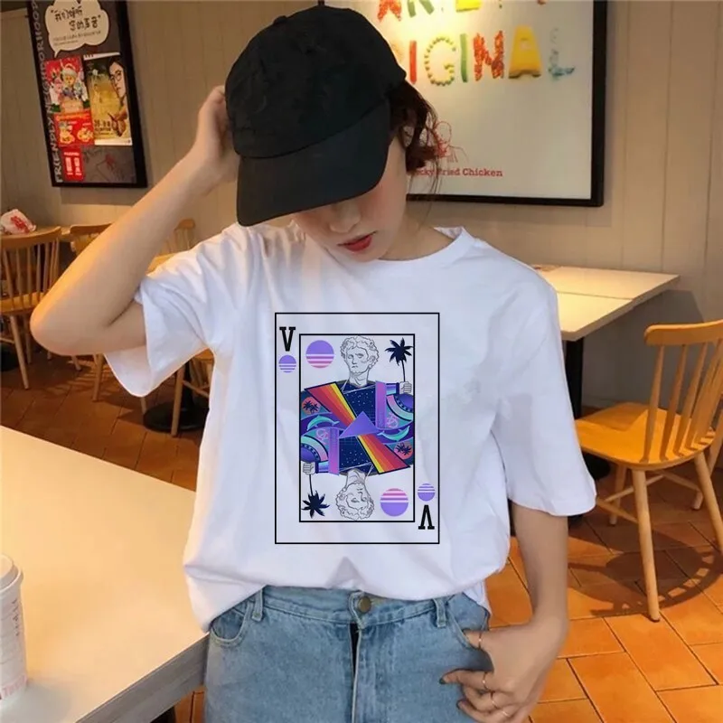 Vaporwave Футболка Harajuku Ulzzang Tumblr Женская футболка Летняя забавная с эстетическим