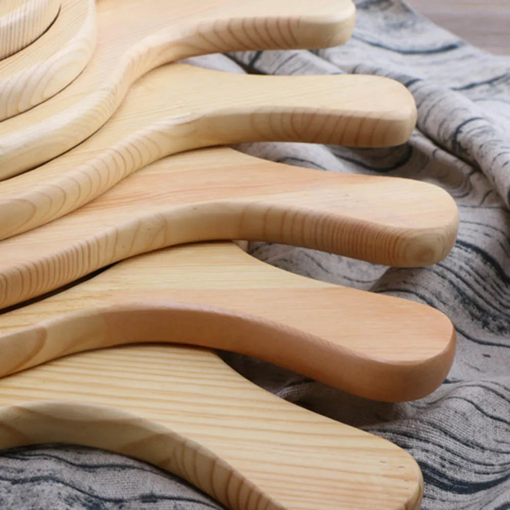 Wooden Pizza Pan board Round with Hand Pizza Baking Tray Pizza Stone Cutting Board Platter Pizza Cake Bakeware Tools