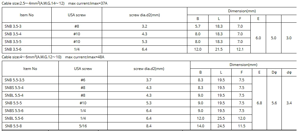 50 шт. SNB2-8 AWG 16-14 5/1" провод разъем не изолированная вилка клеммы