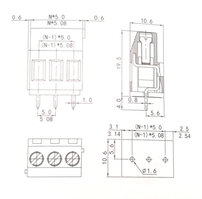WJ129V pitch 5mm size