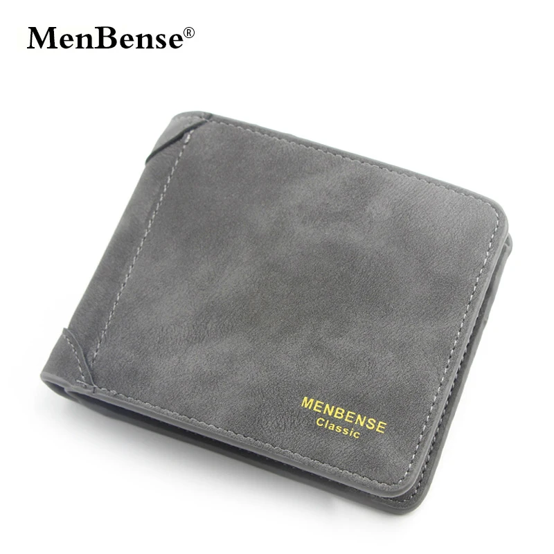 

MenBense Mens Wallet Slim Short Purse Vintage No Zipper Solid Lether Wallets Money Coin Bag Card Holder Carteira