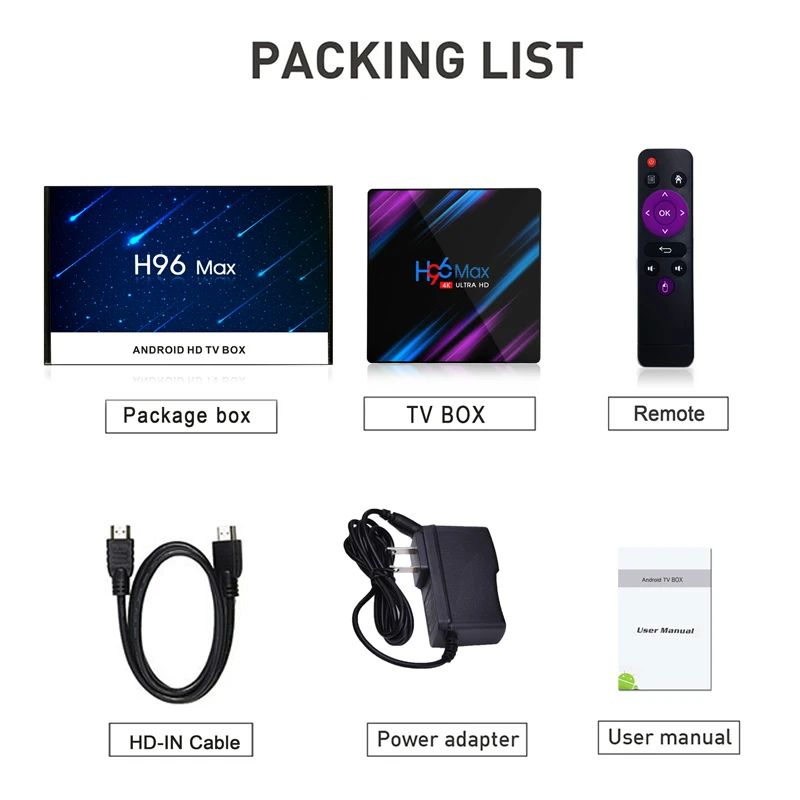 H96 Android 9.0 TV Box 4GB RAM 64GB ROM 2.4G/5G WiFi Bluetooth H96 MAX RK3318 Set Top Box 4K 3D smart TV Box pk X96/tx3 mini