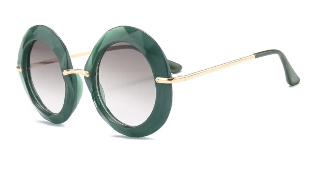 Красные Круглые Солнцезащитные очки женские Брендовые очки Дизайнерские Модные оттенки 46400 - Цвет линз: C3 green