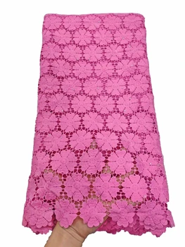 

2019 African pink embroidered net French lace fabric bride Nigeria Embroidery transparent mesh guipure lace fabric
