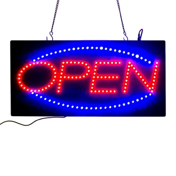 Kopen 19 INCH Ultra Bright Animated Led Neon Light Business OPEN Teken Groen Blauw Rood Flikkeren + Op uit Schakelaar Helder Licht Neon