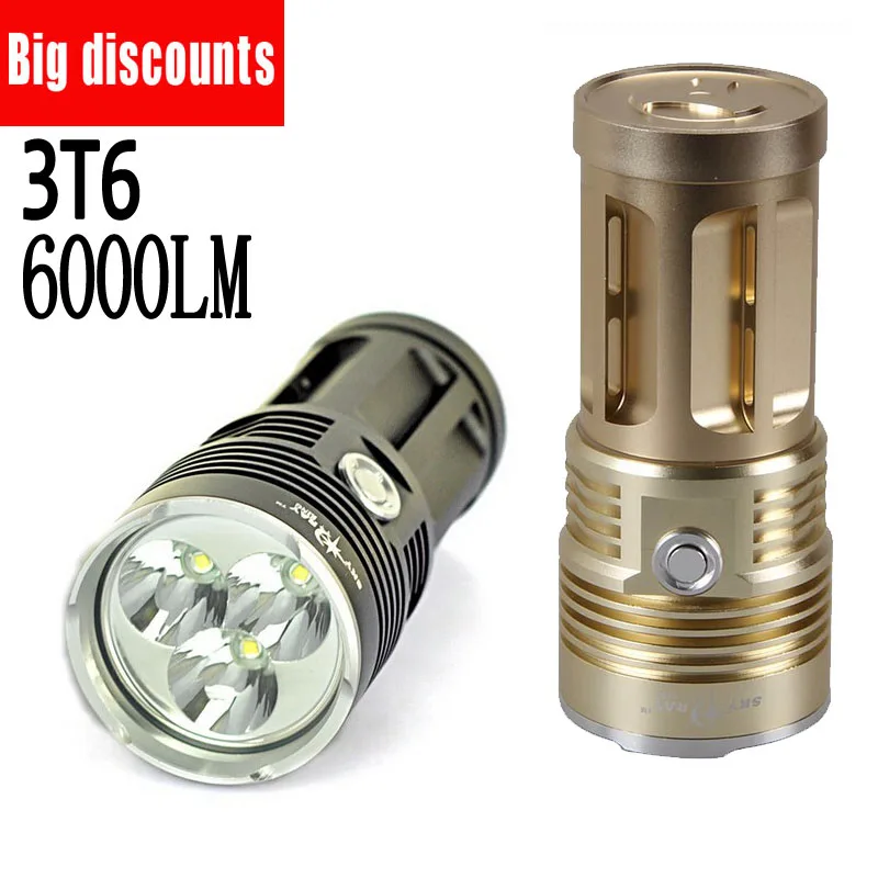 

Free shipping Super bright 30W bright 6000 Lumen 3x XM-L T6 LED 4x 18650 Flashlight Torch Lamp