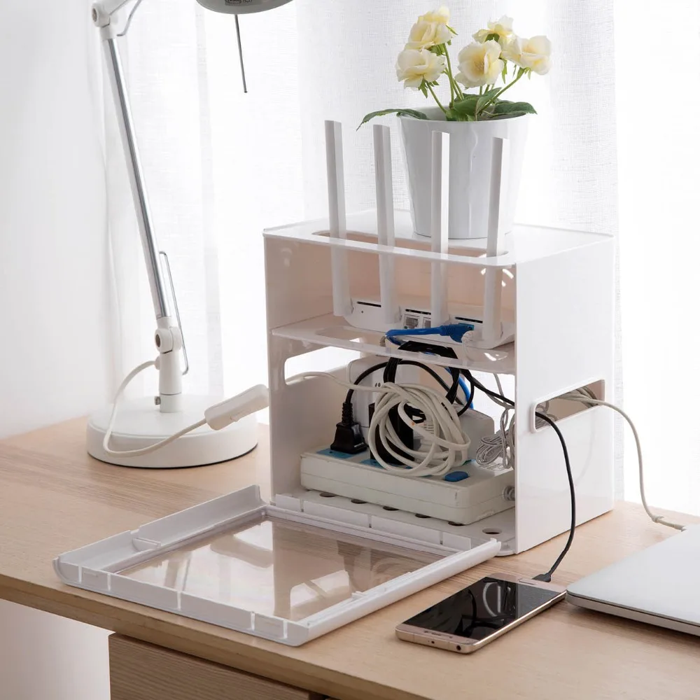 Дешево Беспроводной Wi Fi маршрутизатор коробка для хранения кабель Разъем Питания Провод Органайзер коробка для хранения полка Защита оболочки оф...