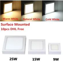 DHL бесплатно для 10 шт. поверхностного монтажа светодиодный потолочный светильник 9 Вт 15 Вт 25 Вт Лицевая панель с подсветкой с водителем теплый белый/холодный белый