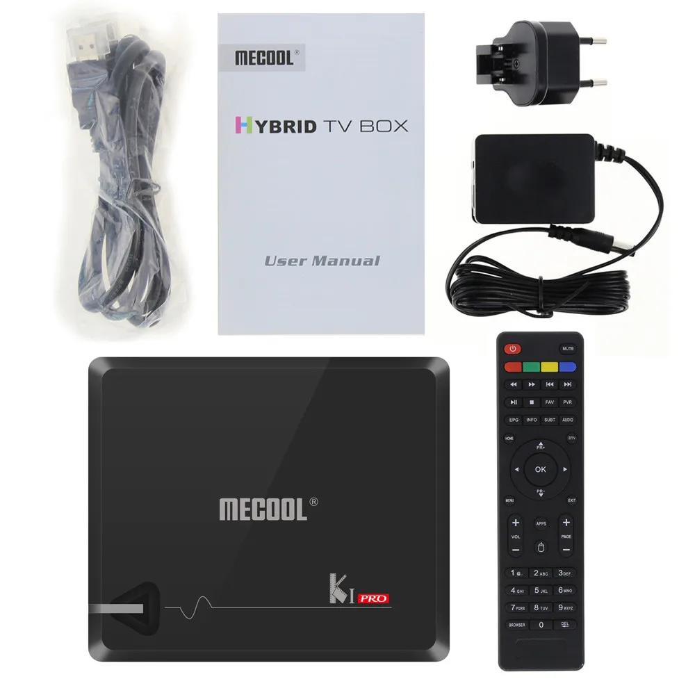 MECOOL KI PRO DVB Android 7,1 smart tv Box DVB-T2/DVB-S2/DVB-C Amlogic S905D Quad 2G+ 16G поддержка телеприставка Clines PK KII PRO