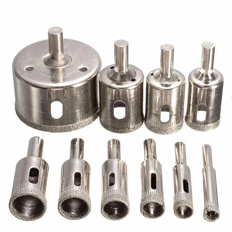 

10 pcs 3-50mm Diamond Tool Drill Bit Hole Saw Set Glass Ceramic Marble Tile Kit