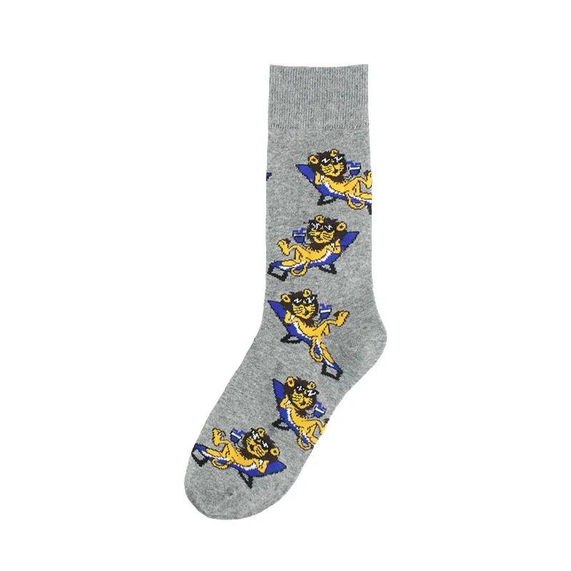 [COSPLACOOL]Animal Lion Harajuku Funny Socks Men Pug Dog Elephant Pattern Crew Socks Novelty Gift Sokken Unisex Skateboard Socks