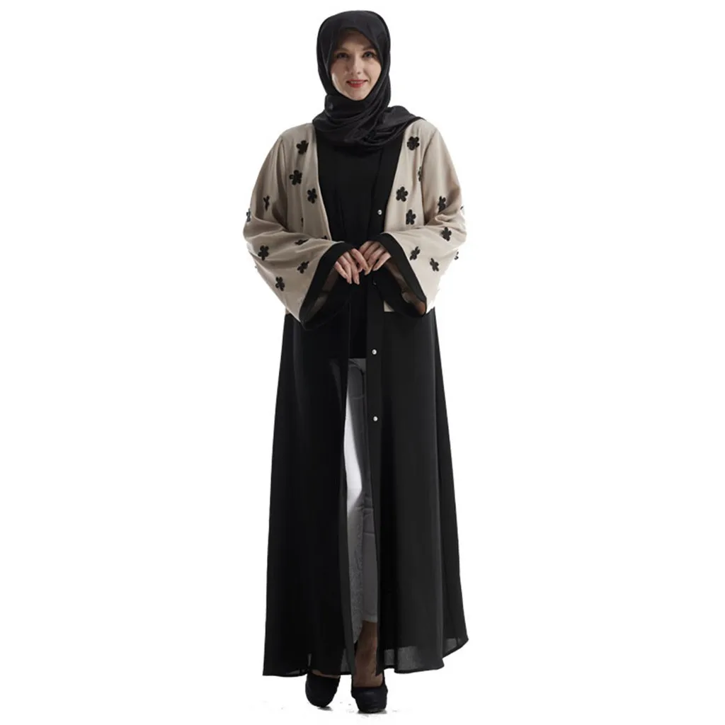 Женское кружевное платье-кардиган с вышивкой в стиле Abaya белое платье макси