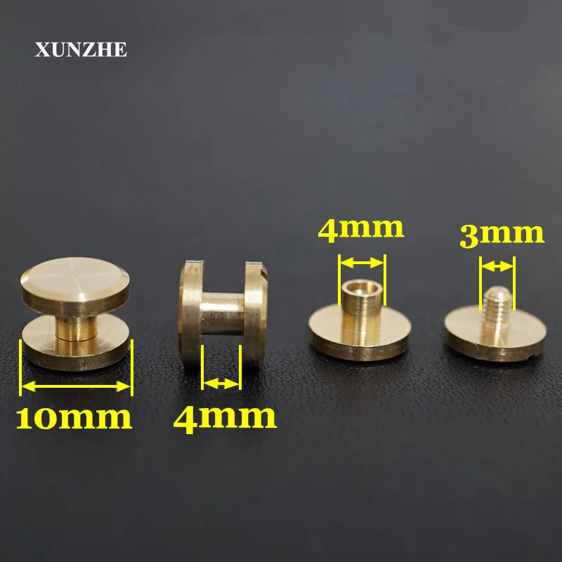 

XUNZHE 20pcs 4- 12mm Luggage Leather metal Craft Solid Screw Nail Rivet Double Flat Head Belt/strap Rivets Copper great quality