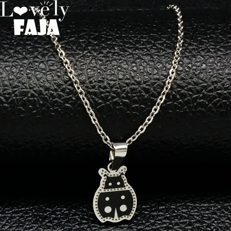 

2019 Fashion Black Enamel Stainless Steel Chains Necklace Women Small Lady Bug Necklaces Minimalist Jewelry collier femme N1833