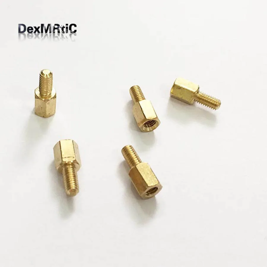 6pcs M3*6mm +6mm Brass Hex Standoff Pillar Single head screw M3 serial