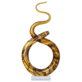 

H&D Murano Style Surround Glass Sculpture Elegant Home Decor Ornament Modern Art Figurines Gift Craft Decoration (Champagne)