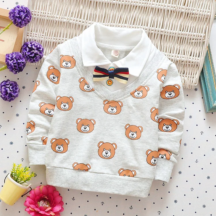 High Quality Kids Boys Polo Shirt Baby Boy Clothes Spring Long Sleeve Cotton Striped Detachable