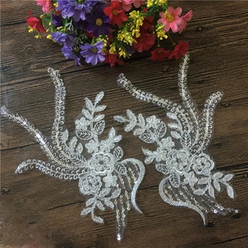 

10 Pcs Bling Sequin Lace Applique Embroidered Bridal Dress Wedding Decorative Sewing Fabric Trim Craft DIY Clothing Accessories