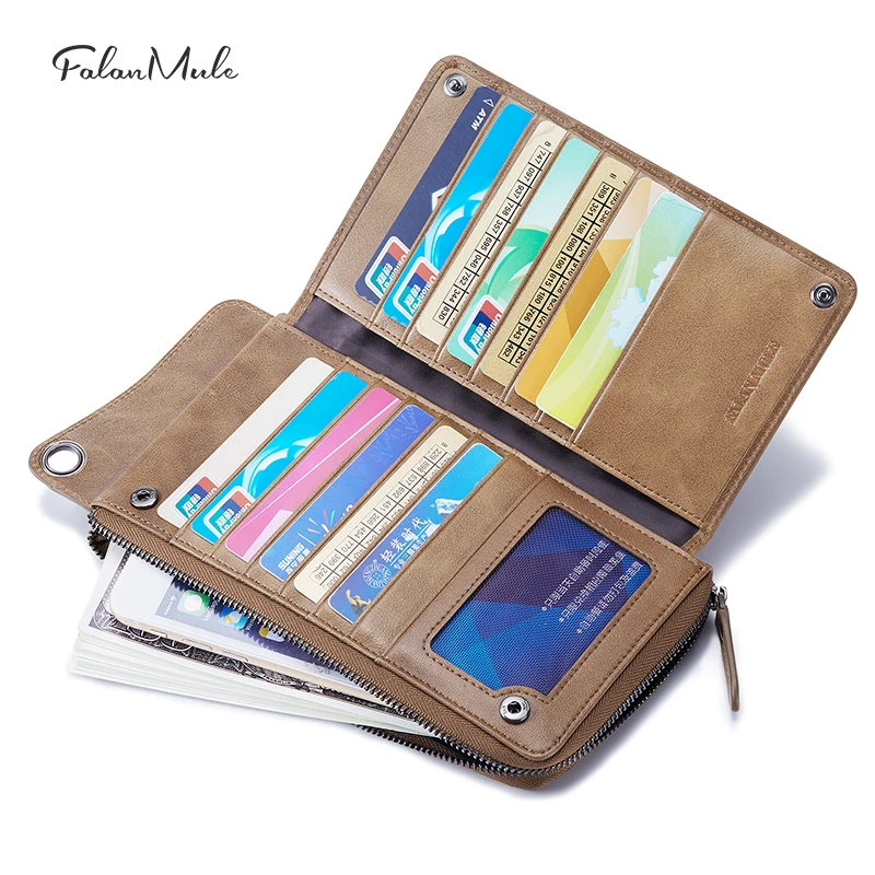 SENDEFN Genuine Leather Men's Wallets Ultrathin Long Slim Wallet Men